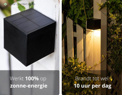 Draadloze LED Solar Kubus Wandlampen Deluxe - Creëer de perfecte sfeer in jouw tuin!